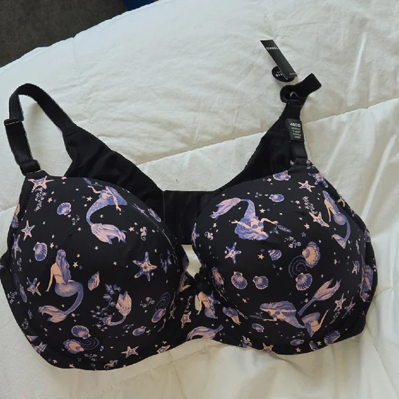 Torrid Black Mermaid Print Perfect T-shirt Lightly Line Bra - Picture 1 of 3